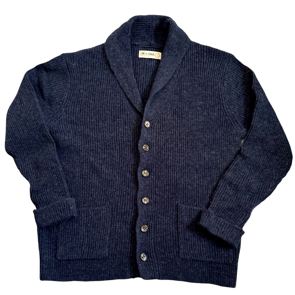 Line of Trade navy button down Shawl Sweater